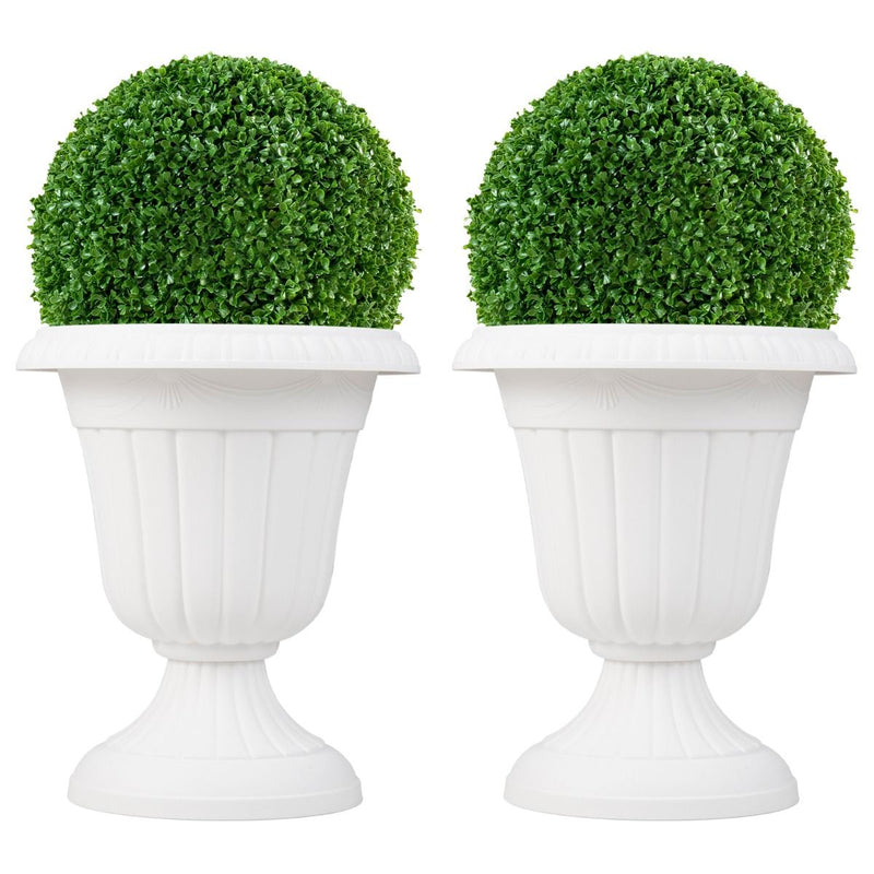 Lot de 2 jardinières Coast - forme d'urne - résistantes aux intempéries - blanches, 46,5 cm de hauteur