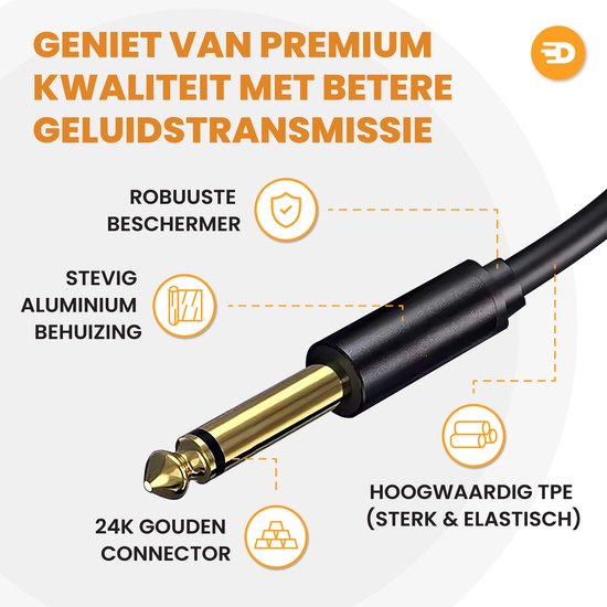 Drivv. Premium XLR Cable - XLR mâle vers jack 6,35 mm mâle - Jack stéréo - 2 mètres