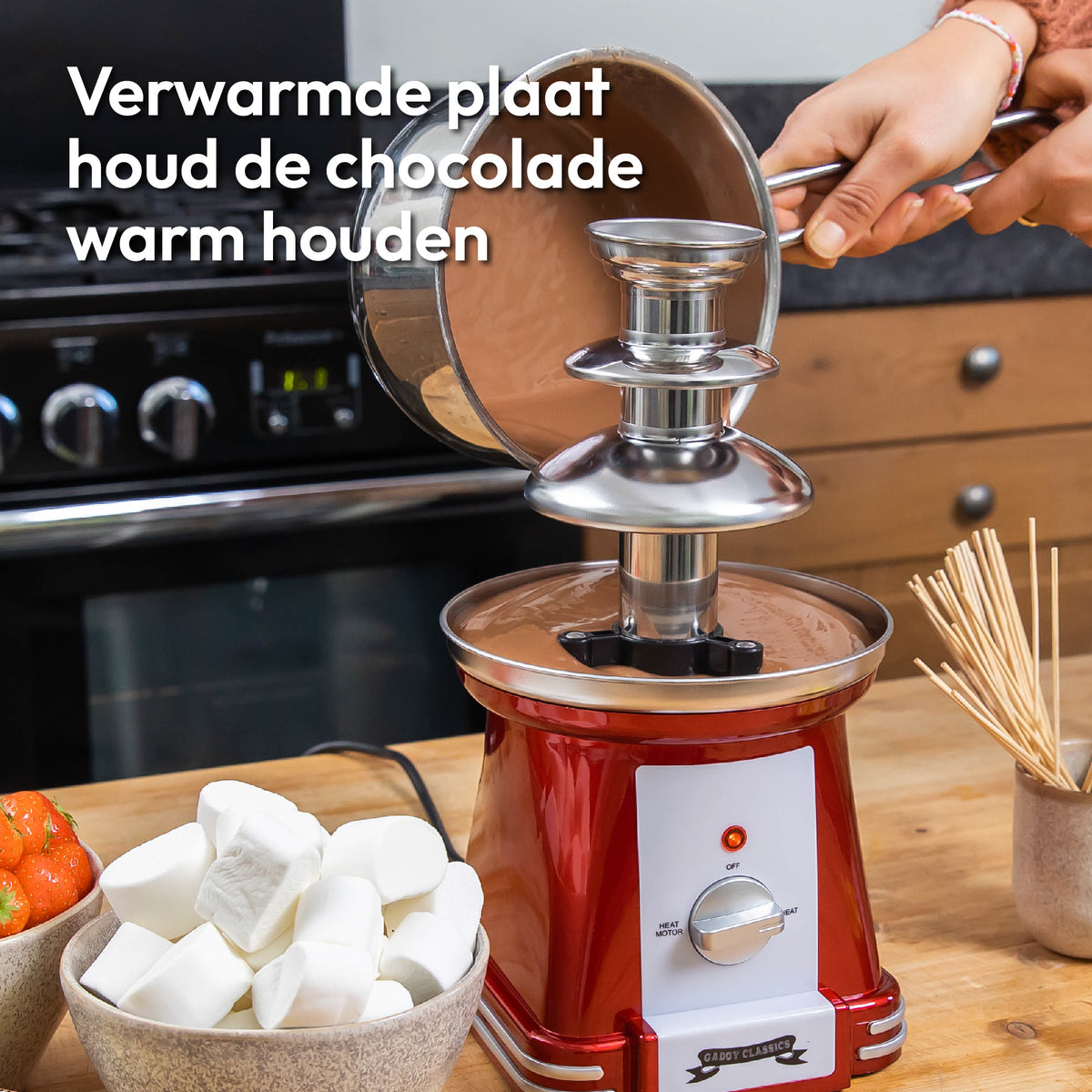 Gadgy - Fontaine à chocolat - Fondue au chocolat - Nettoyage facile - 90 Watt - Rouge