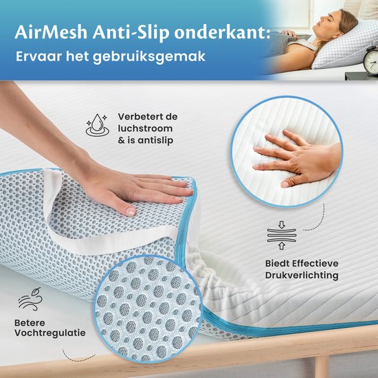 Ella Topper 160x210 cm - Matelas Topdekmatras - Surmatelas en mousse à mémoire de forme infusée de gel et mousse Aircell - fermeté moyenne