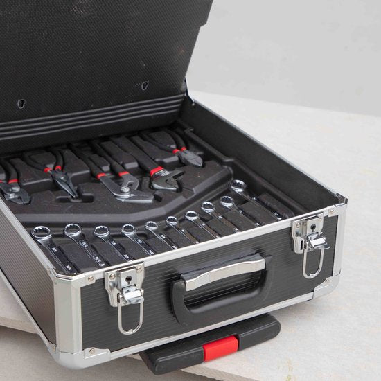 ALDORR Tools - 152 - Jeu d'outils en coffret - Boîte à outils - Coffret d'outils complet - Trousse à outils - Jeu de tournevis - Aluminium - Outils à main - Outils de base - Avec clé dynamométrique à cliquet - Cadeau pour homme - Cadeau de pendaison de cr