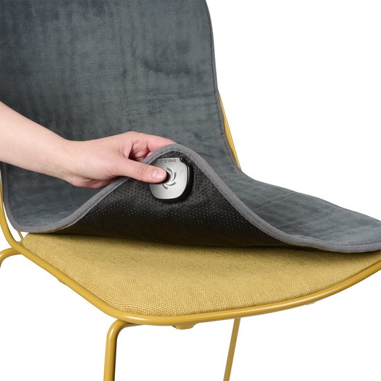 Tristar BW-4772 Couverture chauffante électrique pour chaise - Couverture chauffante - Lavable en machine - Antidérapante - 110 x 40 cm - Polaire - Gris - Chauffage au niveau du bas du dos - Pour 1 chaise/personne