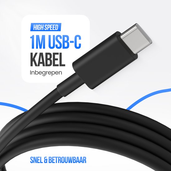 Strex USB-C & USB-A Fast Charger 25W - Chargeur GaN avec PD 3.0 & QC 3.0 - Câble USB-C inclus - Noir