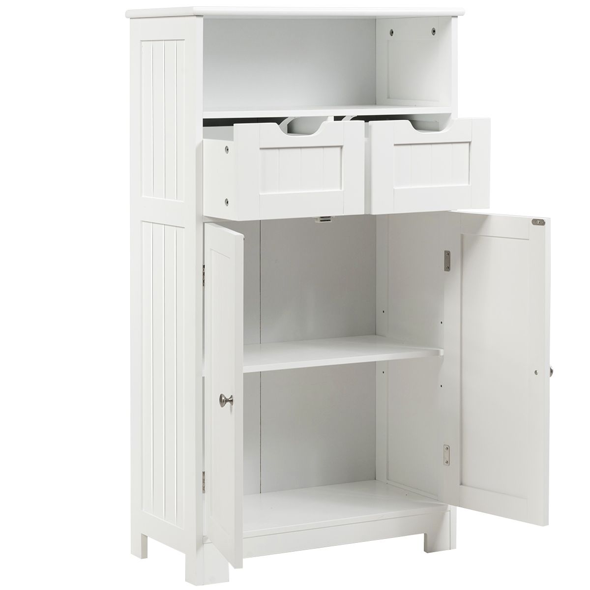 Meuble de salle de bains Coast - avec étagère ouverte - 2 portes et 2 tiroirs réglables - blanc