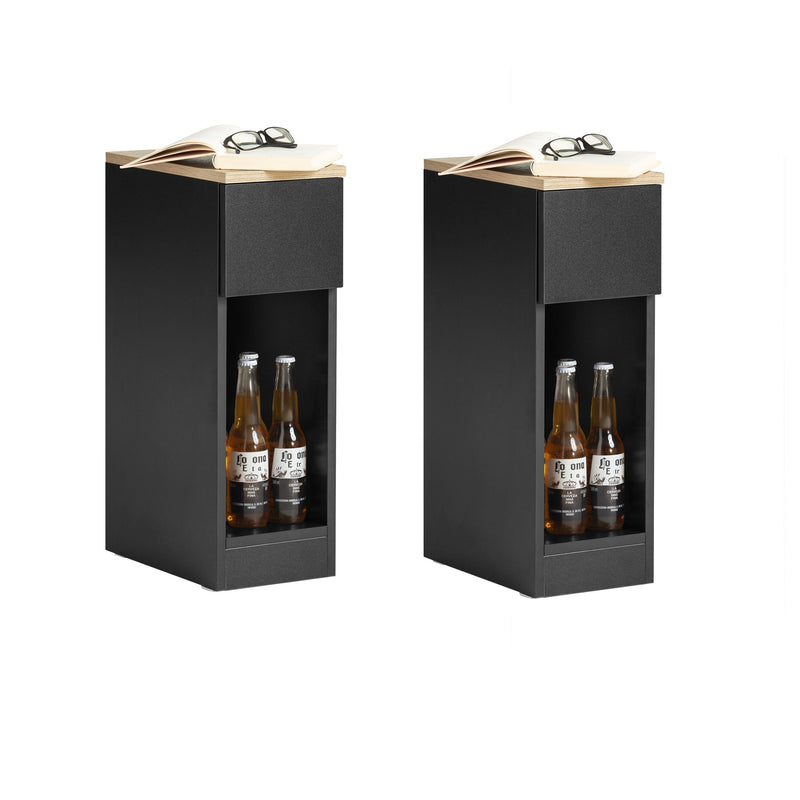 SoBuy Table de nuit avec tiroir et rangement - Lot de 2 - 20x35x60 cm - Max. 20KG - Noir