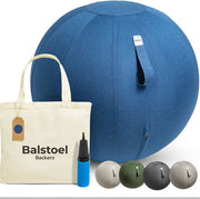 Ballon de siège Backerz 55 cm - Ballons de siège avec housse en lin - Chaise de bureau ergonomique pour le bureau et la maison - Ballon de yoga de luxe - Bleu foncé