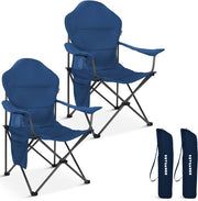 TRVLMORE Chaises de camping XXL - pliables - 2-Pack - Capacité de charge 160KG - Sac de transport inclus - Chaise pliante - Chaise de pêche - Chaise de camping - Chaise pliante - Bleu