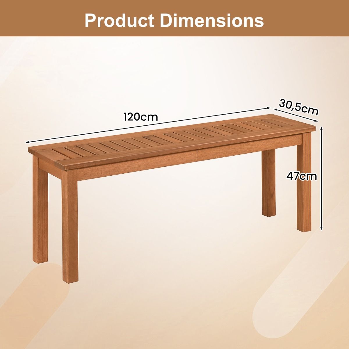 Banc de jardin Coast pour 2 personnes - bois massif - assise à lattes - couleur naturelle - 120 cm