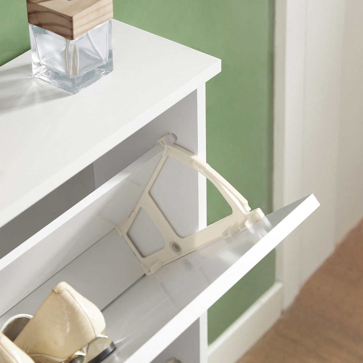 SoBuy Meuble à chaussures avec 2 tiroirs - MDF - 76 x 18 x 78 cm - Blanc
