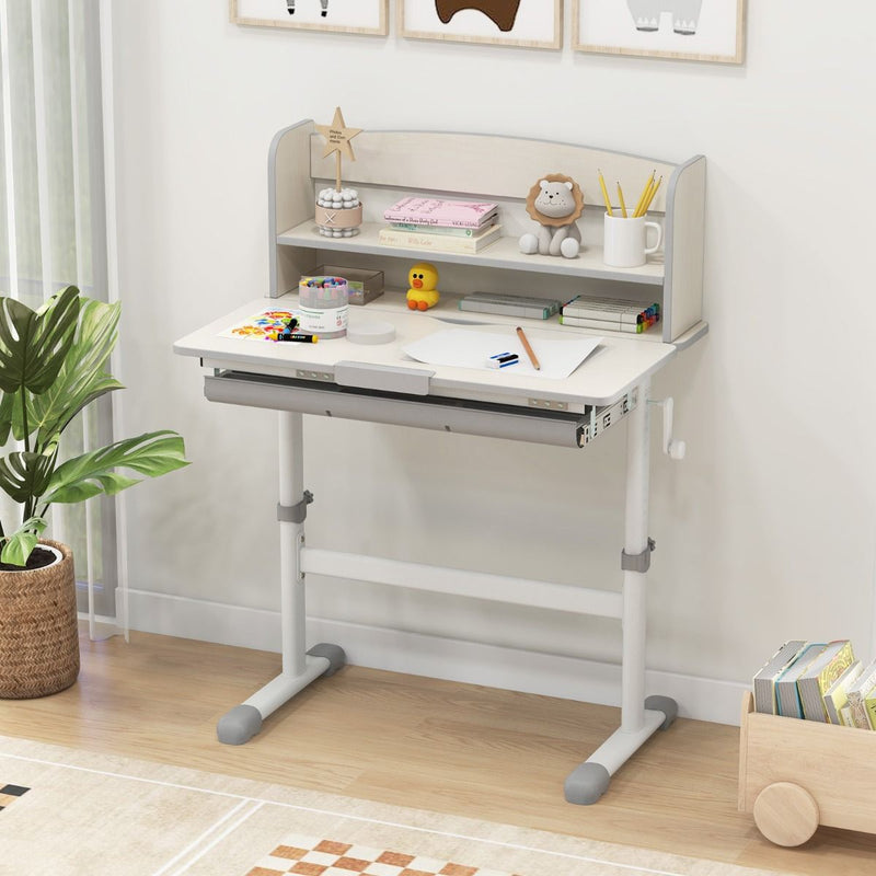 Bureau pour enfant Coast - Réglable en hauteur - Plateau inclinable - Avec tiroir et compartiment de rangement - 80 x 51 x 81,5-104 cm - Rose