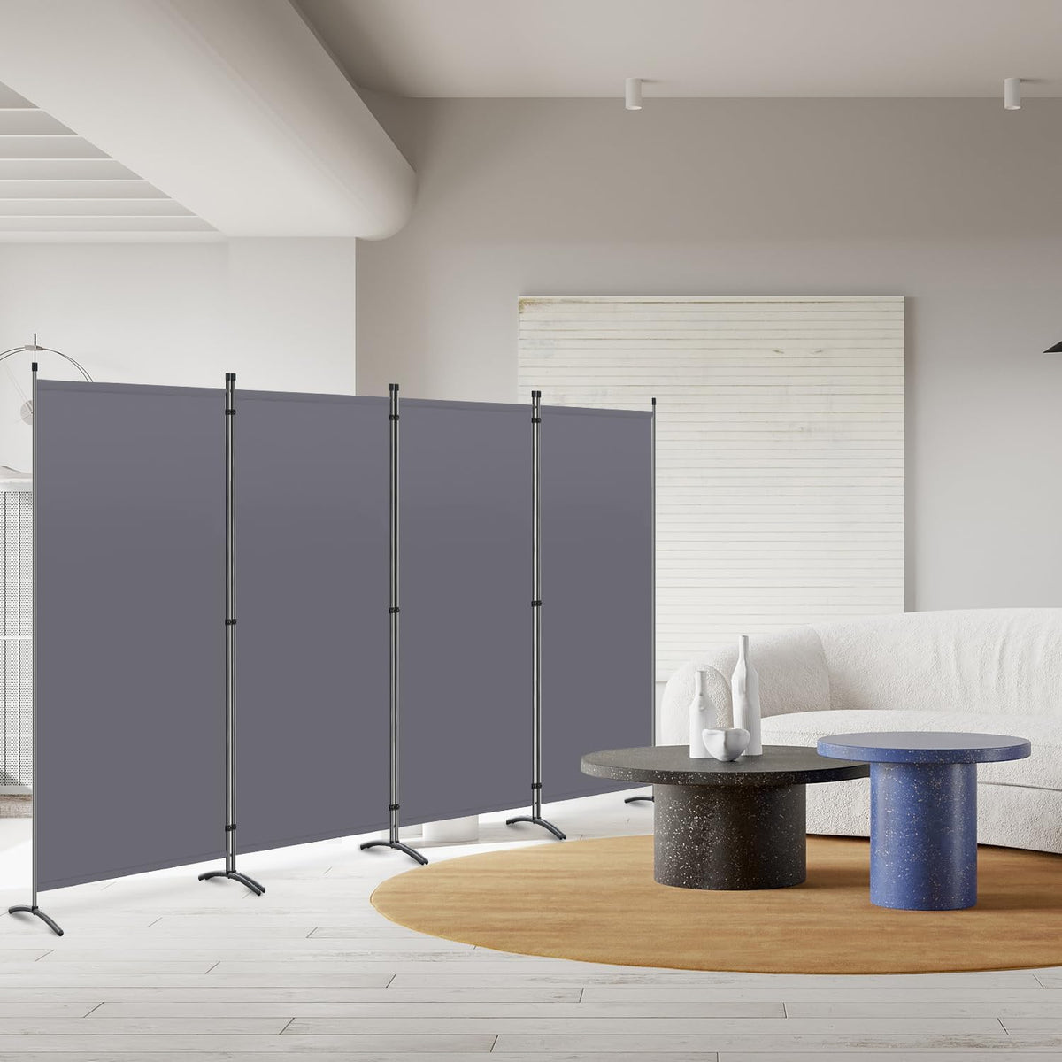 Angel Living Paravent 4 pièces - Cloison pliante 324 x 170 cm - Protection contre l'invisibilité pour l'intérieur et l'extérieur (jardin, salon, chambre à coucher, bureau) - Gris