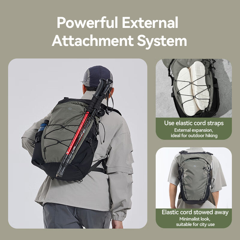 J.ZAO ochama × J.ZAO, sac à dos de randonnée de la gamme sportive pour une utilisation en extérieur, 25 l, soutien dorsal respirant, vert nuageux