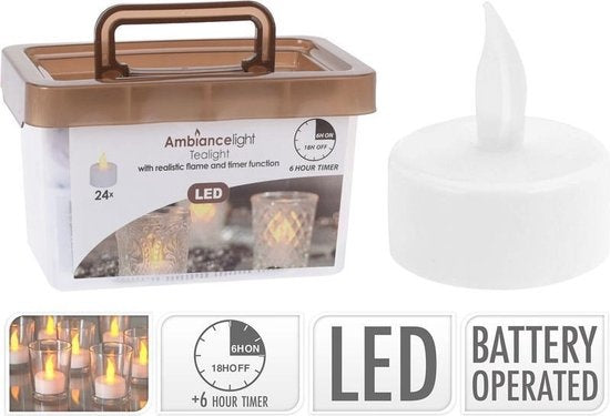 Theelichtjes LED - Box met 120 stuks INCLUSIEF batterij EN Timer