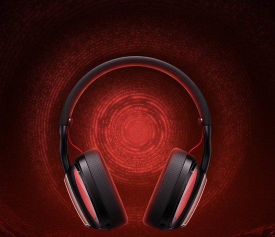 Picun G1 - Casque de jeu sans fil 2,4 GHz - Casque supra-auriculaire - Avec microphone - PC/PS4/PS5/Nintendo Switch - Noir rouge