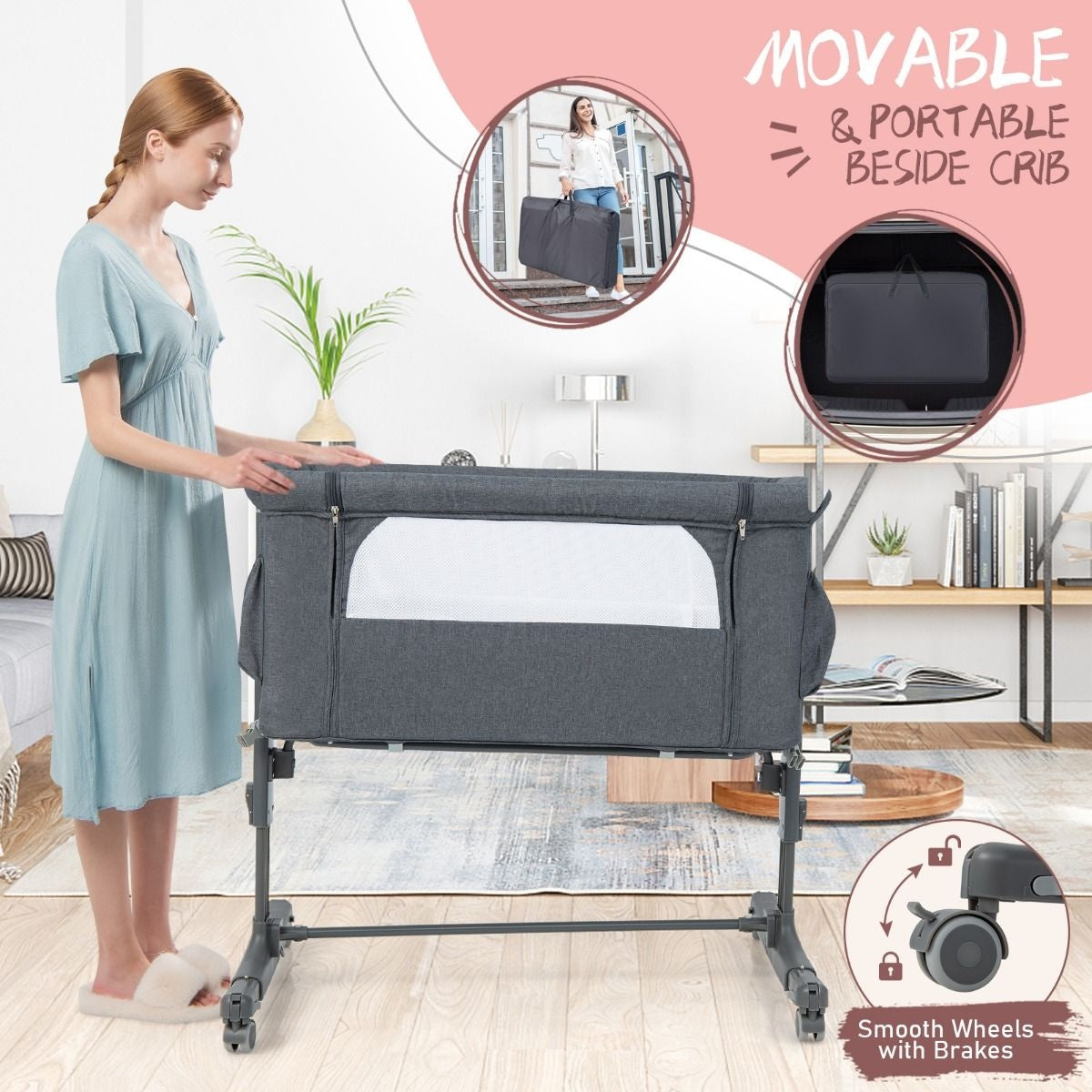 Berceau pour bébé - Coast - 5 positions - Max. 9 kg - Gris