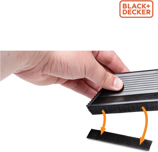 BLACK+DECKER Kit de 6 supports à bagages - Organisateur de coffre - pour valises, cartons de déménagement, courses et plus encore - Butées de chargement - Pinces à bagages - Plastique - Noir