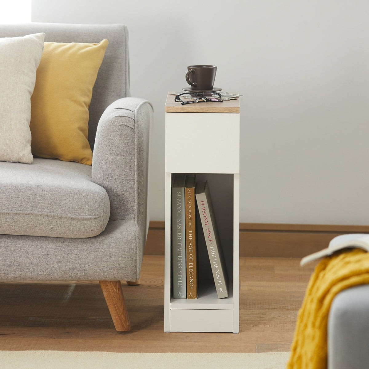 Table de chevet - SoBuy - 1 tiroir + espace ouvert - 20x35x60 - Blanc