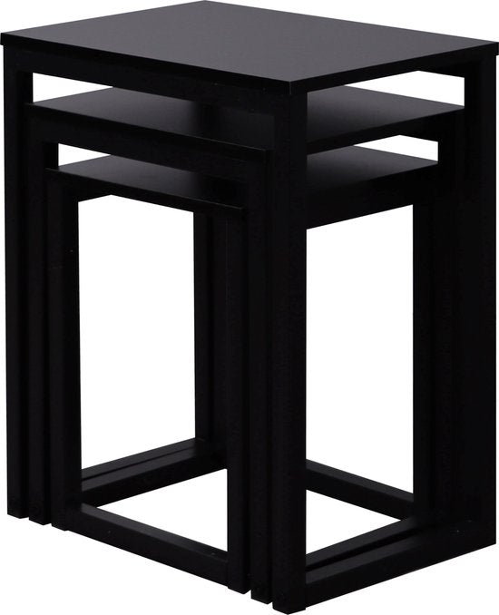 Ensemble de 3 tables d'appoint industrielles noires : économiser de l'espace avec style