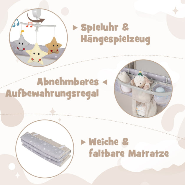 Coast Side Bed - 5 In 1 - Roulettes - Matelas inclus - 125 x 65 x 76 cm - Beige