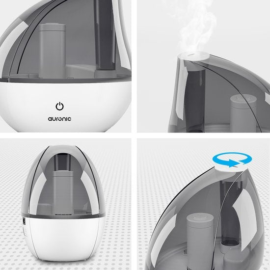 Humidificateur Auronic - Adapté à la chambre de bébé et à la chambre à coucher - Blanc - Filtre à eau inclus