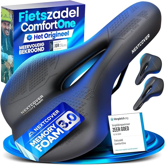 Selle de vélo Nextcover – Memory Foam 3.0 – Amortissante – Imperméable et antidérapante