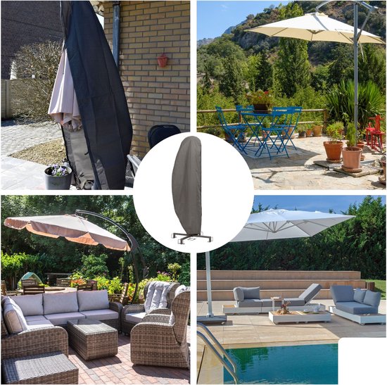 Housse d'extérieur Perel pour parasol suspendu jusqu'à Ø 3,5 m, grise, 260 cm x 86 cm