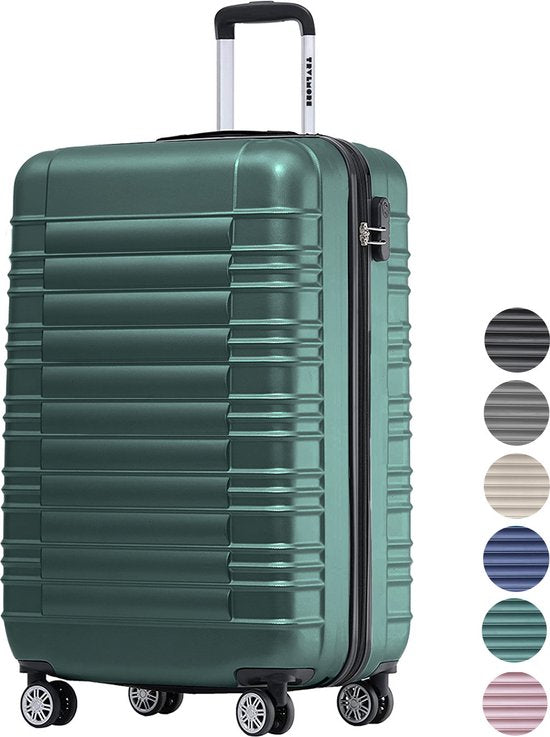 TRVLMORE Valise - Bagage à main Trolley - Serrure numérique - Trolley - 54x36x20cm - 38L - Vert foncé