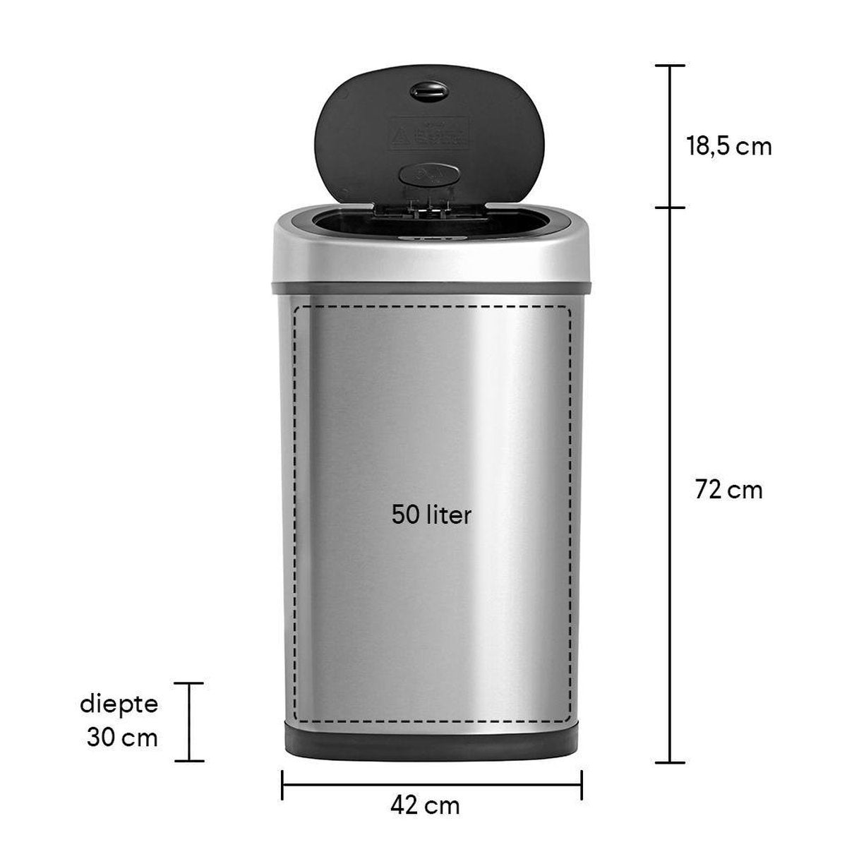 Poubelle avec couvercle à fermeture automatique - Homra FONIX - 50 litres