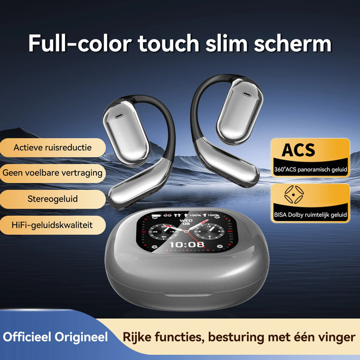 Écouteurs de traduction FITTEK YYK Q16 Pro AI - Gris argenté - Bluetooth 5.4, ANC, autonomie de 40 h