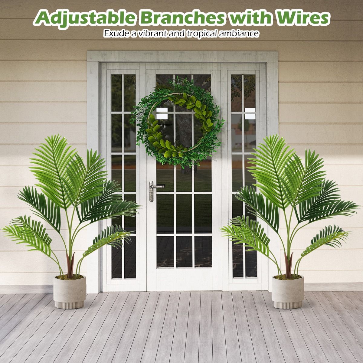 Ensemble de palmiers Areca artificiels Coast - 2 pièces - aspect réaliste - sans entretien - vert - 90 cm