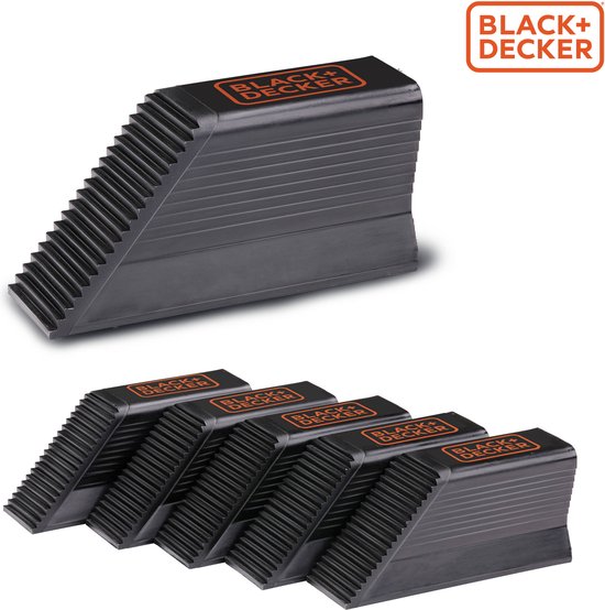 BLACK+DECKER Kit de 6 supports à bagages - Organisateur de coffre - pour valises, cartons de déménagement, courses et plus encore - Butées de chargement - Pinces à bagages - Plastique - Noir