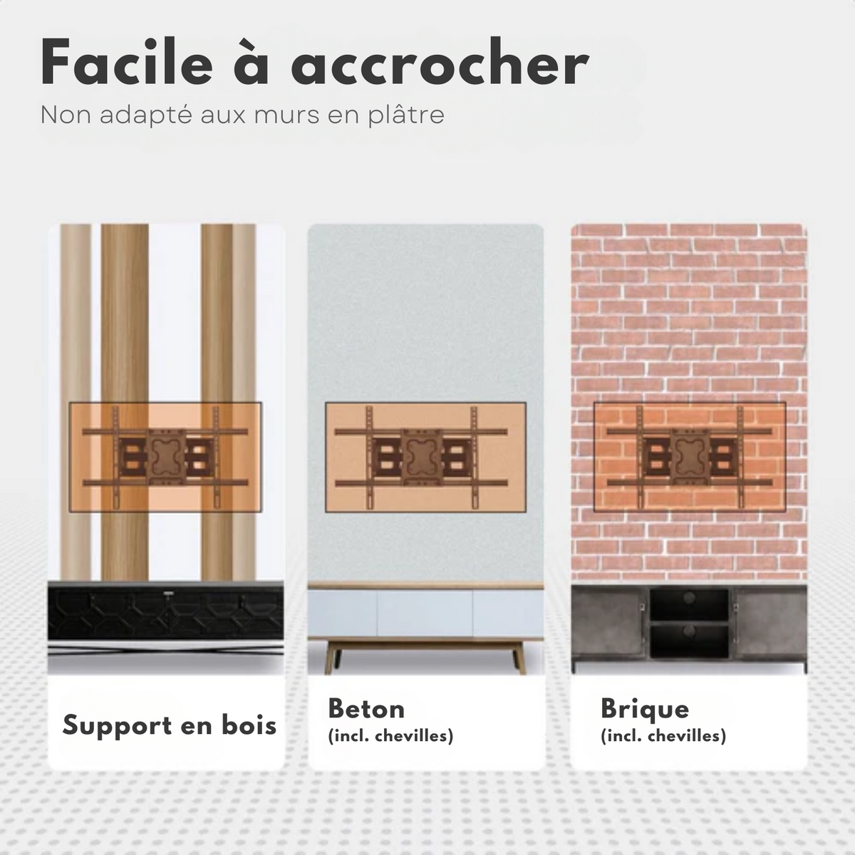 Support TV - Auronic - Support mural pour TV - pivotant et inclinable - 13 à 42 pouces - 20kg max - Noir