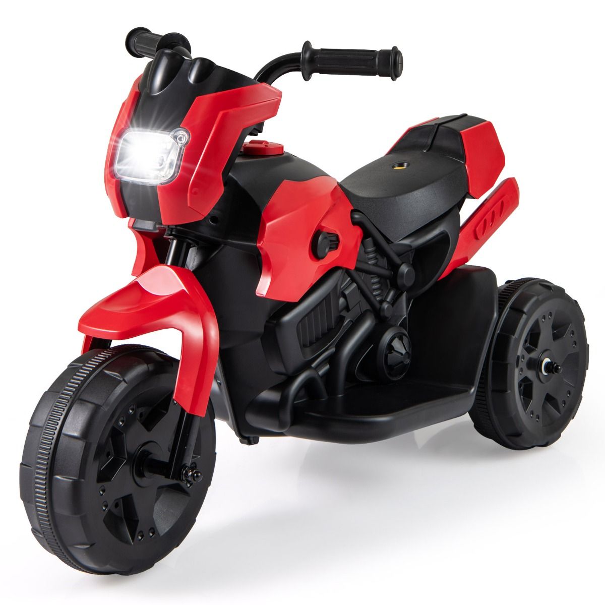 Vélo électrique pour enfants Coast - modèle à trois roues - avec phare à LED - rouge