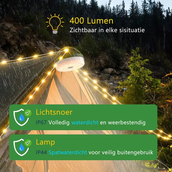 Tech Essentials String Solar Camping Light - 100LEDs - 10M - Warm-White Light - Tent Light - USB Rechargeable - With Remote Control - Retractable - Camping Light - Solar Pendant Light - Emergency