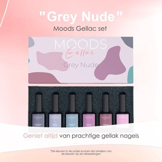 Moods Gellac 6-Piece Set - Vernis à ongles en gel - 8ML - Grey Nude Edition - Gellac - Nails - Gel Polish Starter Pack - Nude Colours