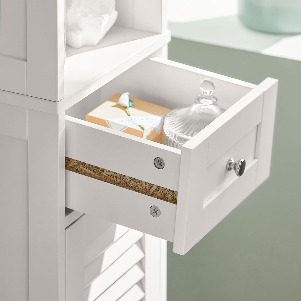 Armoire de toilette haute SoBuy FRG236-W, 32x170x30 cm, Bois, Blanc