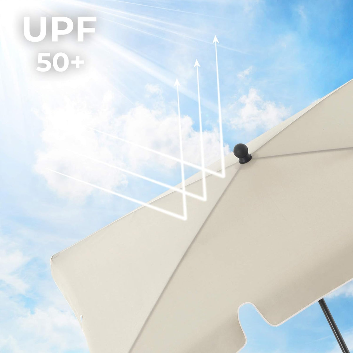 SONGMICS Parasol de balcon rectangulaire 200 x 125 cm, beige, protection UV jusqu'à UPF 50+, inclinable