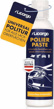 Licargo Universal Polishing Paste 150 ml - Polissage fin pour le verre acrylique, la résine époxy, la laque, le gelcoat, le chrome et le plastique - Enlève les micro-rayures et restaure la haute brillance