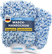 Gants de lavage pour voiture en microfibre LICARGO - Lot de 2 - 23 x 19 cm - Blanc