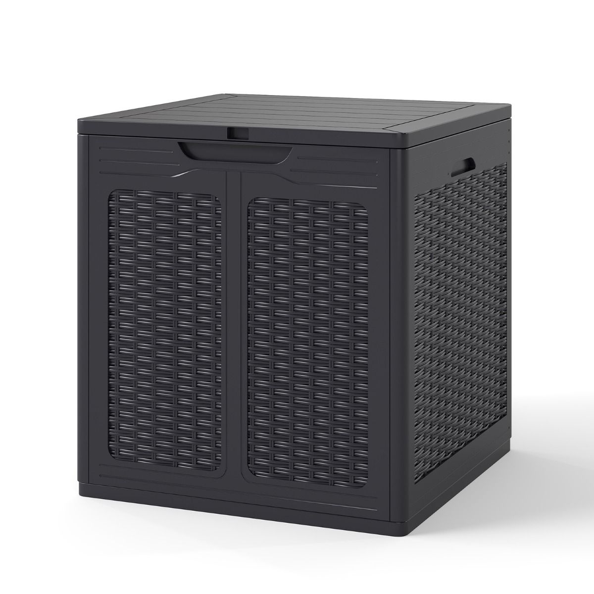 Boîte de rangement Coast avec couvercle - aspect rotin - multifonctionnelle - marron/noir - 145 litres