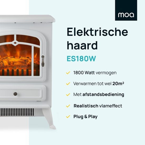 MOA Cheminée électrique - Atmosphere Fireplace Classic - Chauffage - Poêle - Freestanding - White - ES180W