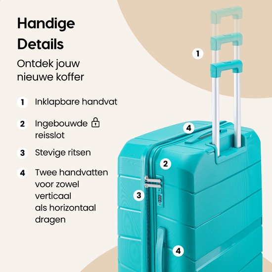 SKYCASES Urban Adventurer - Ensemble de valises - 3 pièces - Serrure à chiffres - 232L - Roues pivotantes - Valise de voyage avec serrure de valise - Légère - Verte