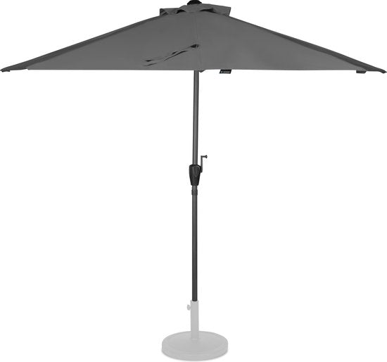 VONROC Premium Parasol Magione - Parasol de balcon durable - Semi-circulaire 270x135cm - Toile résistante aux UV - Gris - Housse de protection incluse