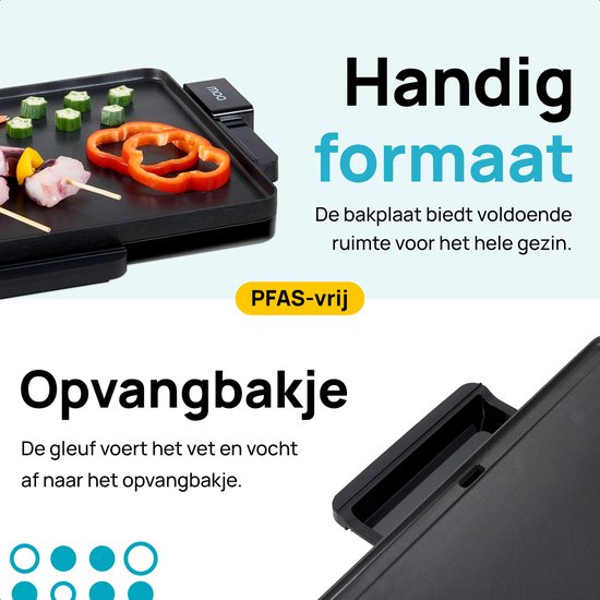 MOA Plaque de gril électrique - Gril Teppanyaki - Gril de table - Set gourmet - 2000W - Noir