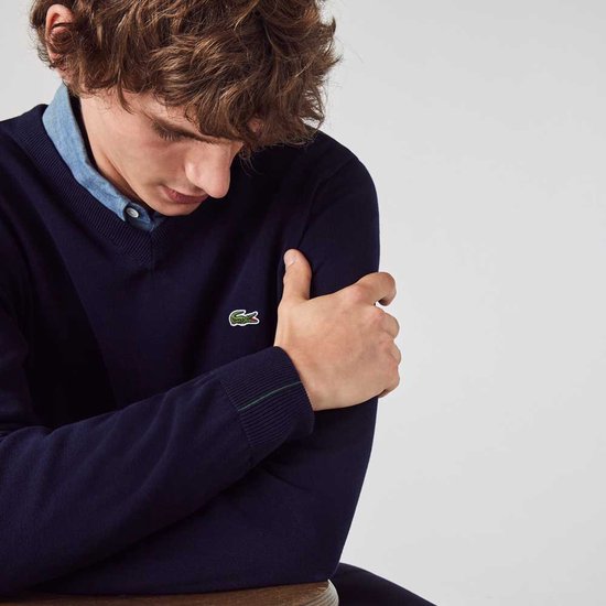 Lacoste Organic Cotton V-neck Sweater - Maillots de sport - Bleu marine - Hommes - Taille S