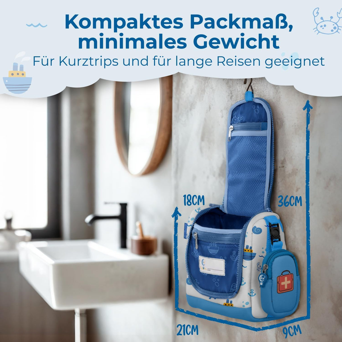 REISERACKER Trousse de toilette pour enfants - bleu