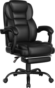Yaheetech Siège de bureau avec repose-pieds - Noir - Siège de direction ergonomique avec dossier et accoudoirs réglables