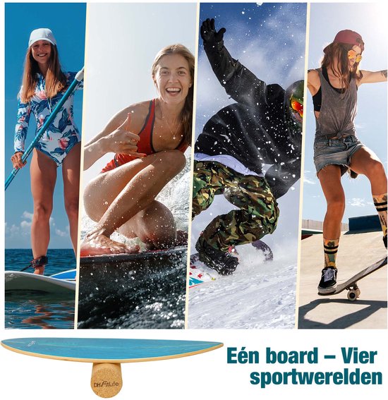 DH FitLife Planche d'équilibre en bois à bascule - Planche d'équilibre pour enfants et adultes - Fitness d'intérieur et entraînement de base, vert