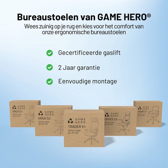 GAME HERO® Trader X1 Ergonomic Office Chair - Siège de bureau pour adultes - 130KG - Noir