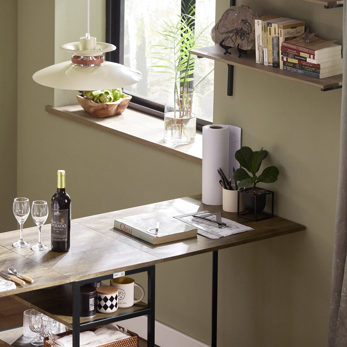 SoBuy FWT62-N Table de salle à manger pliante - Peu encombrante - 180 x 60 x 77 cm - Industrielle